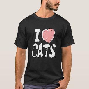 Ich liebe Katzen Fluffiges Fell Herz Haustier Feli T-Shirt