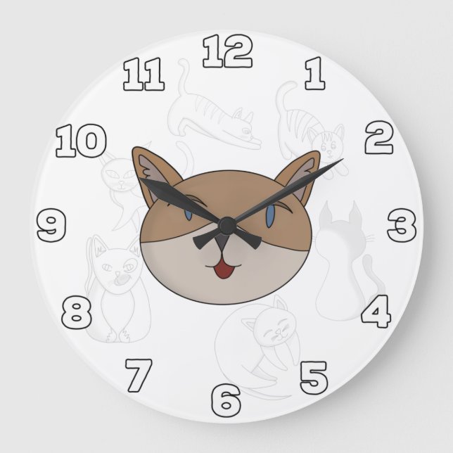Ich Liebe Katzen Große Wanduhr (Vorderseite)