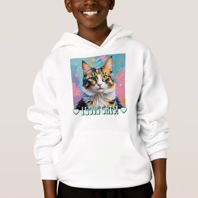 Ich Liebe Katzen! Hoodie (Vorderseite)