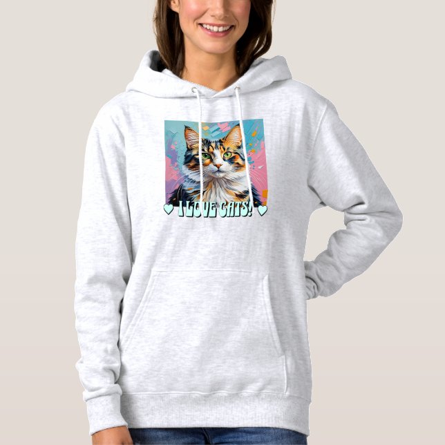 Ich Liebe Katzen! Hoodie (Vorderseite)