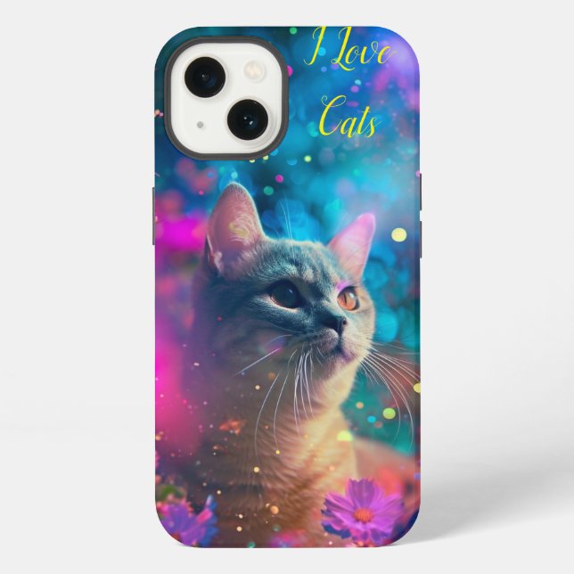 Ich liebe Katzen  iPhone Hülle (Rückseite)