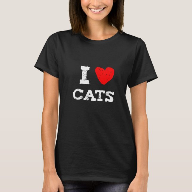 Ich Liebe Katzen mit rotem Herzen, die perfekt für T-Shirt (Vorderseite)