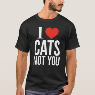 Ich Liebe Katzen Nicht Sie rotes Herz Katze Vater  T-Shirt