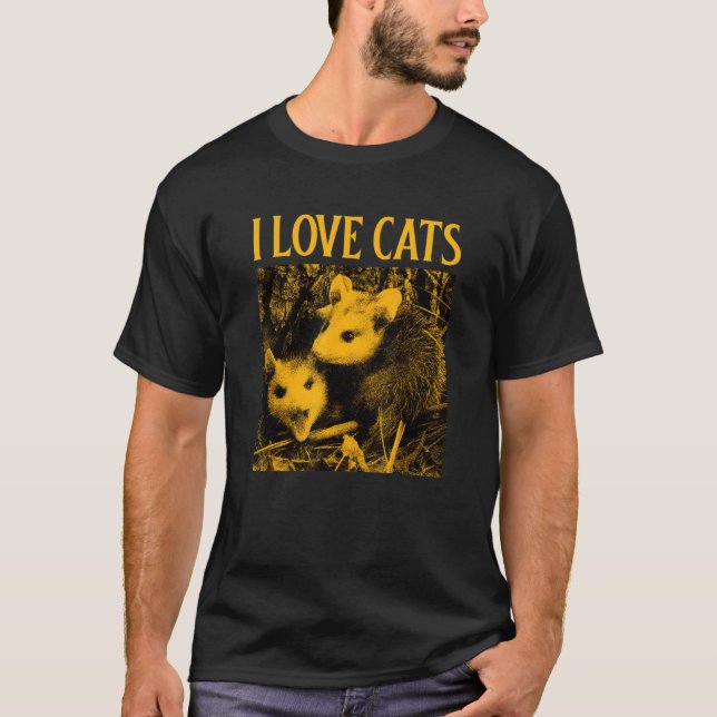 Ich liebe Katzen  Opossum 1 T-Shirt (Vorderseite)