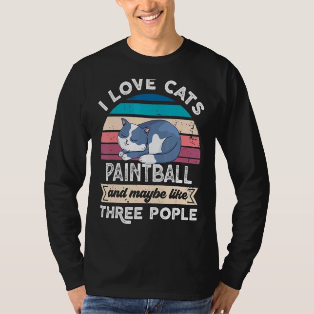 Ich Liebe Katzen Paintball und wie drei Leute T-Shirt (Vorderseite)