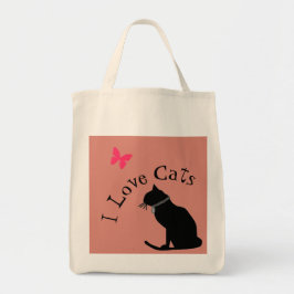Ich Liebe Katzen rosa und weiße grafische Tasche