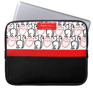 Ich Liebe Katzen! (Rot+Schwarze Konturen) Personal Laptopschutzhülle