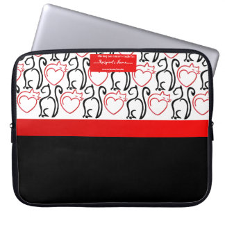 Ich Liebe Katzen! (Rot+Schwarze Konturen) Personal Laptopschutzhülle