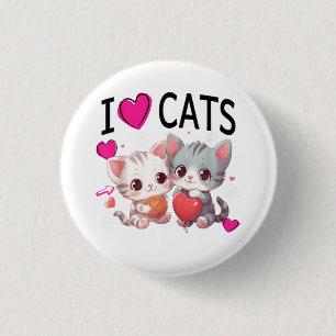 Ich Liebe Katzen Shirt nur ein Mädchen, die Lieben Button