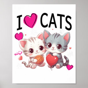 Ich Liebe Katzen Shirt nur ein Mädchen, die Lieben Poster