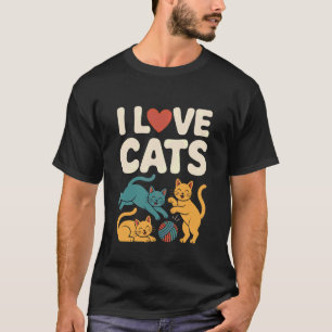 Ich liebe Katzen Spielende Kätzchen Garnball T-Shirt