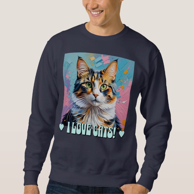 Ich Liebe Katzen! Sweatshirt (Vorderseite)
