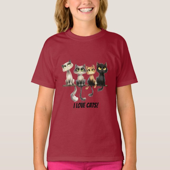 Ich Liebe Katzen T-Shirt (Vorderseite)
