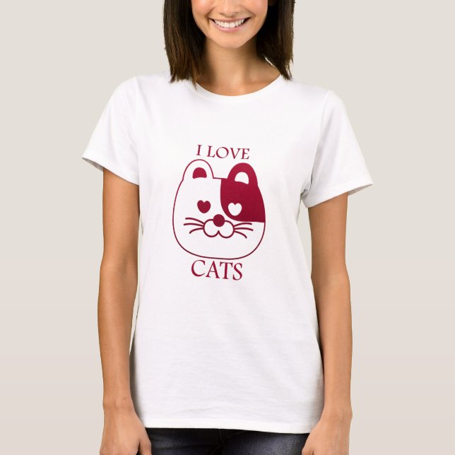 Ich Liebe Katzen T-Shirt (Vorderseite)