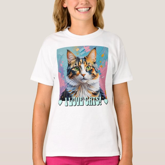 Ich Liebe Katzen! T-Shirt (Vorderseite)
