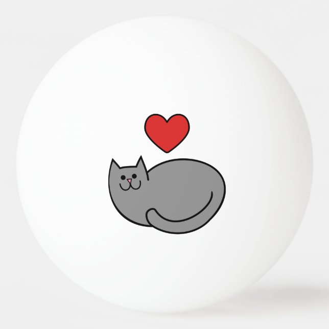 Ich Liebe Katzen Tischtennisball (Vorderseite)