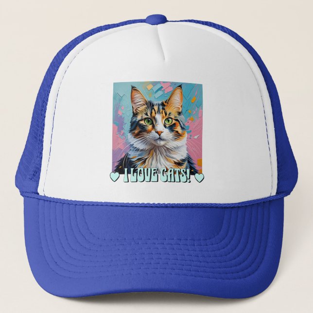 Ich Liebe Katzen! Truckerkappe (Vorderseite)