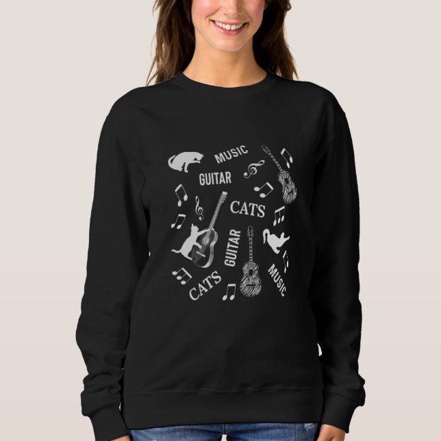 Ich Liebe Katzen und Gitarren Sweatshirt (Vorderseite)