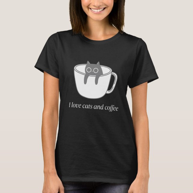 Ich liebe Katzen und Kaffee T-Shirt (Vorderseite)
