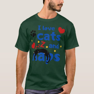 Ich LIEBE KATZEN UND NICKERCHEN schlafen Black Cat T-Shirt
