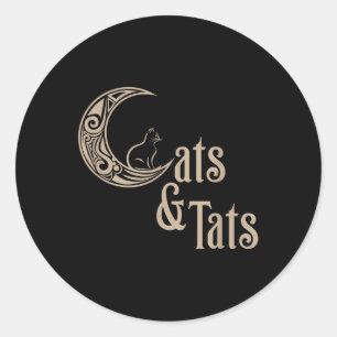 Ich Liebe Katzen und Tattoos Katzen und Fette Funn Runder Aufkleber