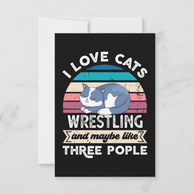 Ich Liebe Katzen Wrestling und wie drei Leute Dankeskarte (Vorderseite)
