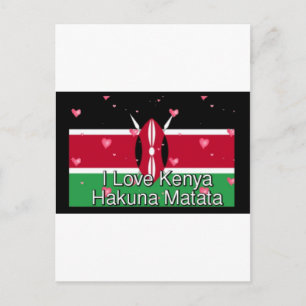 Ich liebe Kenia und "Hakuna Matata" Kunstdruck Postkarte