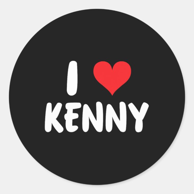 Ich liebe Kenny - Herz - Name  Runder Aufkleber (Vorderseite)