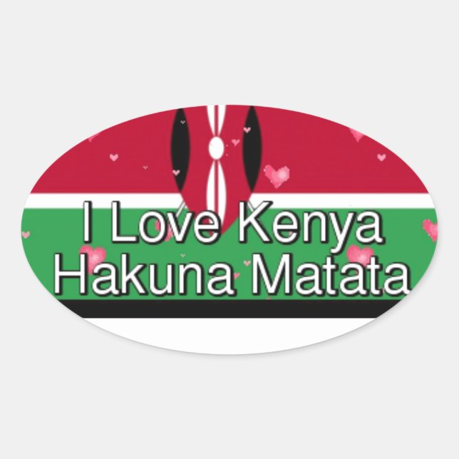 Ich Liebe! Kenya Hakuna Matata Ovaler Aufkleber (Vorderseite)