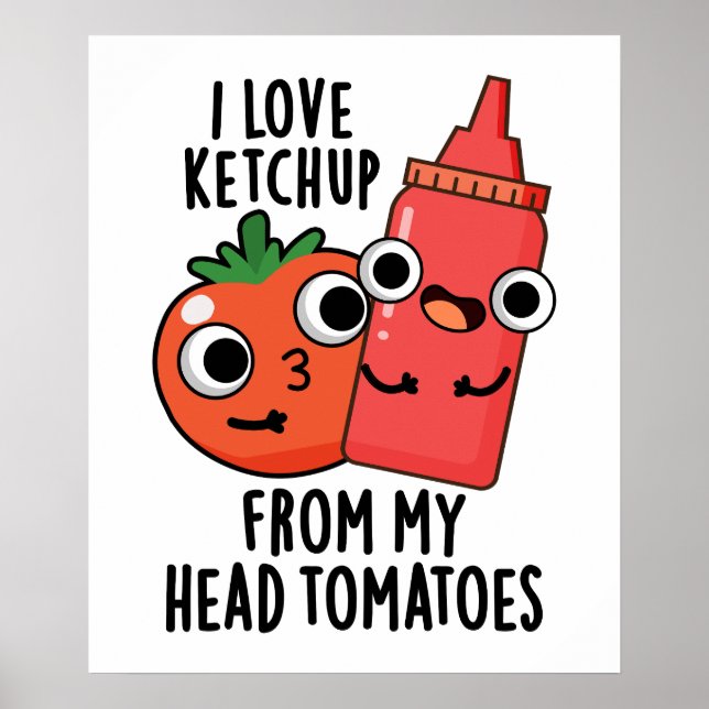 Ich Liebe Ketchup von meinem Kopf Tomaten Food Puf Poster (Vorne)