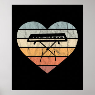 Ich liebe Keyboard und Synthie Retro Heart Poster