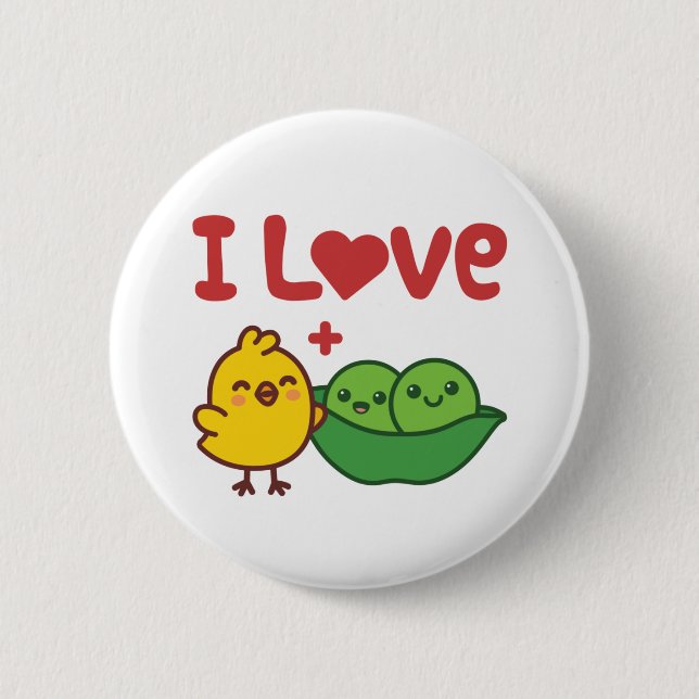 Ich liebe Kichererbsen Hummus Kawaii Button (Vorderseite)