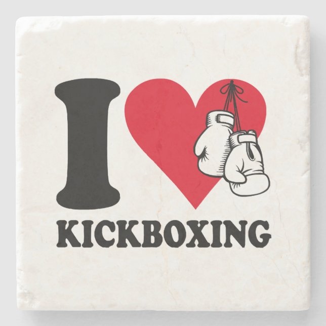 Ich liebe Kickboxen Steinuntersetzer (Vorderseite)