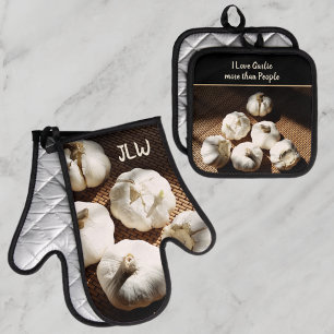 Ich Liebe Knoblauch mehr als Leute Spaß Kulinarisc Ofenhandschuh & Topflappen-Set