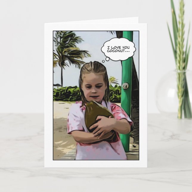Ich Liebe Kokosnuss Karte (Vorderseite)