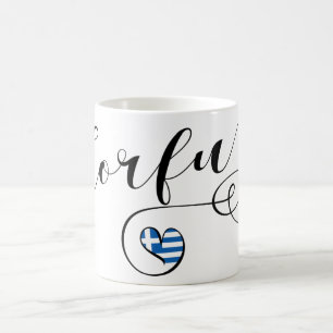 Ich liebe Korfu, griechische Flagge, Kerkyra Kaffeetasse