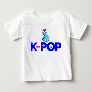 ♥Ich liebe KPop Koreanischer Stil süßes Herz Finge Baby T-shirt