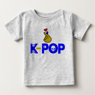 ♥Ich liebe KPop Koreanischer Stil süßes Herz Finge Baby T-shirt