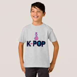 ♥Ich liebe KPop Koreanischer Stil süßes Herz Finge T-Shirt