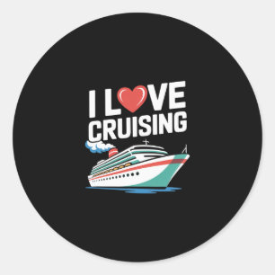 Ich liebe Kreuzfahrten Nautical Maritime Reise Runder Aufkleber