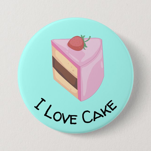 Ich Liebe Kuchen mit Yummy Cake Slice Button (Vorderseite)