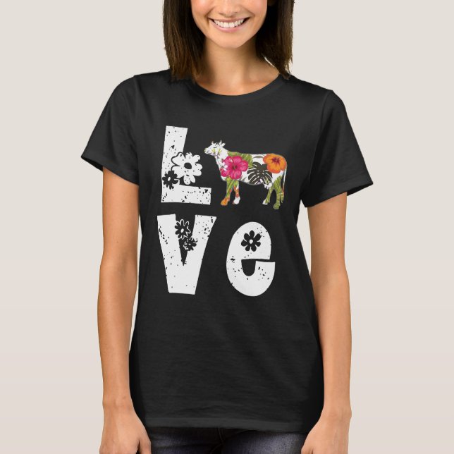 Ich liebe Kühe Blume T-Shirt (Vorderseite)