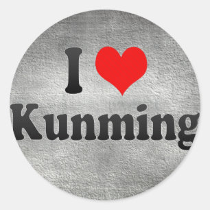 Ich Liebe Kunming, China. Wo Ai Kunming, China Runder Aufkleber