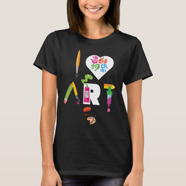 Ich Liebe Kunst Spaß bunten zukünftigen Künstler u T-Shirt (Vorderseite)
