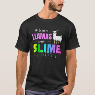 Ich liebe Lamas und Schleim Regenbogen Rosa Cute T-Shirt