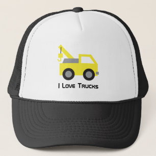 Ich liebe Lastwagen, süßes gelbes Fahrzeug für Truckerkappe