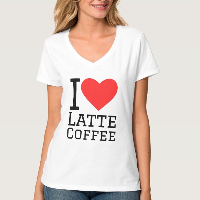 Ich Liebe Latte-Kaffee T-Shirt (Vorderseite)