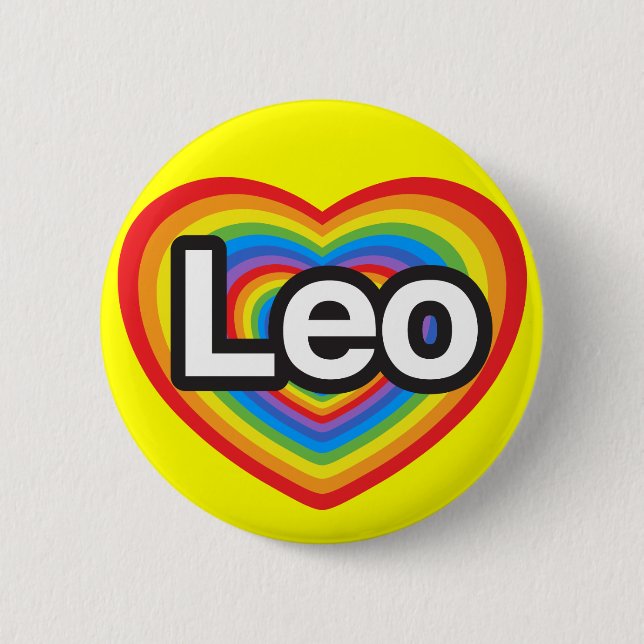Ich Liebe Leo. Ich Liebe dich Leo. Herz Button (Vorderseite)