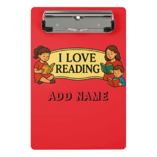 Ich liebe Lesen Drawstring Buch Tasche Mini Klemmbrett