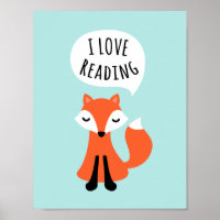 Ich Liebe Lesen niedlichen Cartoon Fuchs Kinderzim